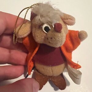 Vintage 1987 Disney Cinderella Jaq the Mouse Plush Christmas Ornament Mcdonalds